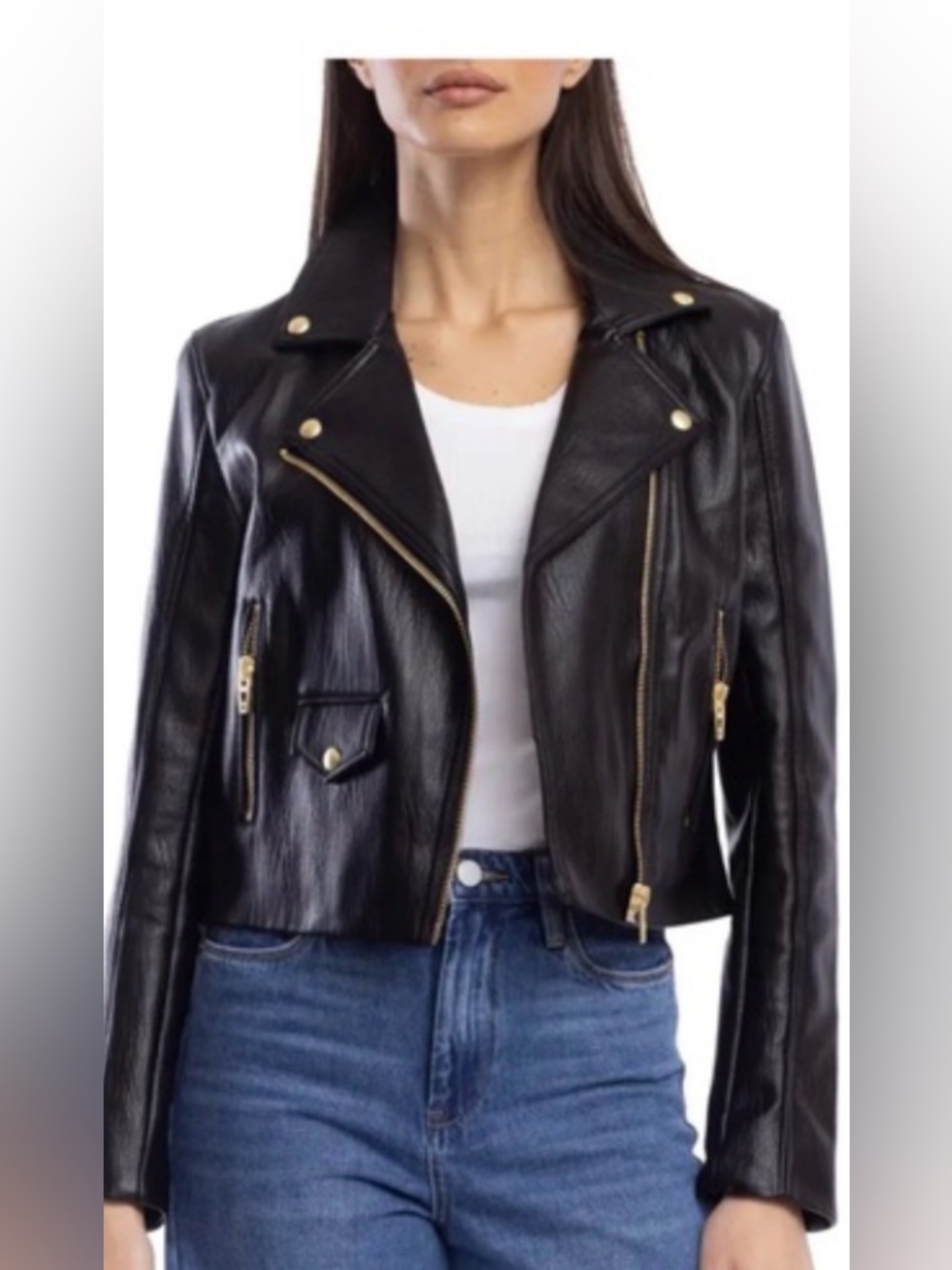 NWT Blank NYC faux leather jacket with gold hardware
